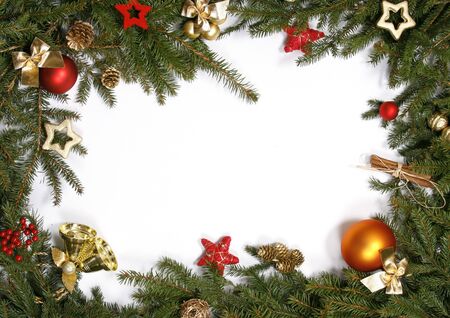 Decorative Christmas bordering the white backgroundの写真素材