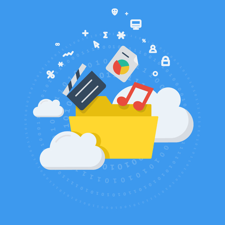 Cloud storage space concept minimalist vector illustration / icon.のイラスト素材