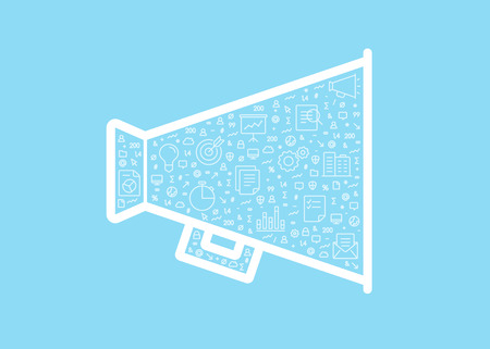 Megaphone on blue background illustration.のイラスト素材