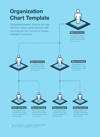 Company organization Hierarchy chart template with place for your content - Blue version. Easy to use for your website or presentation.のイラスト素材