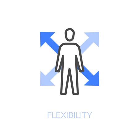 Flexibility at work symbol with a human figure and four directions. Easy to use for your website or presentation.のイラスト素材