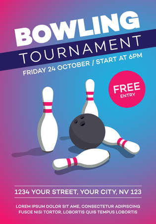 Modern bowling tournament poster invitation template.のイラスト素材