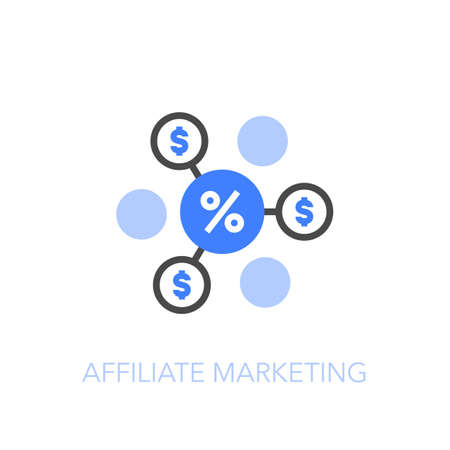 Affiliate marketing symbol with a percentage and dollar symbols. Easy to use for your website or presentation.のイラスト素材