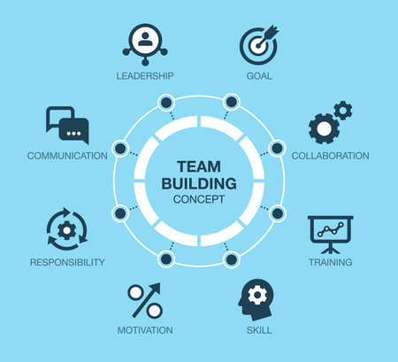 Simple infographic for team building visualization - blue version. Easy to use for your website or presentation.のイラスト素材