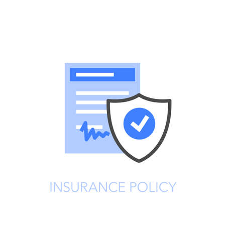 Insurance policy symbol with a signed document and a protective shield. Easy to use for your website or presentation.のイラスト素材
