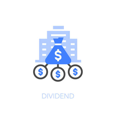 Dividend symbol with a bag of money and a class of shareholders. Easy to use for your website or presentation.のイラスト素材