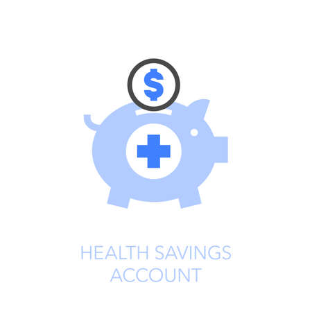 Health savings account symbol with a piggy bank and a dollar coin. Easy to use for your website or presentation.のイラスト素材