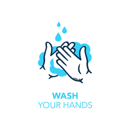 Simple illustration sign for washing your hands. Easy to use for your banner sign or presentation.のイラスト素材