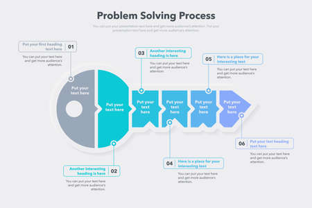 Problem solving process template with six steps. Easy to use for your website or presentation.のイラスト素材