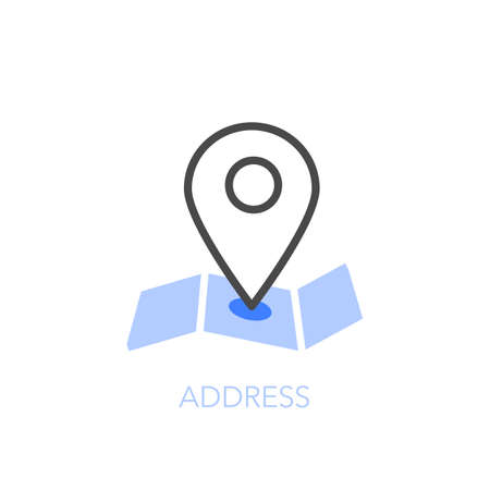 Simple visualised address symbol with a location pin and a map. Easy to use for your website or presentation.のイラスト素材