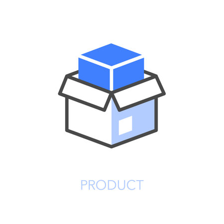 Simple visualized product icon symbol with an opened box and a product in it.のイラスト素材