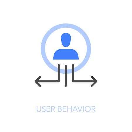 Simple visualized user behavior icon symbol with an user and progress arrows of behavioral data.のイラスト素材