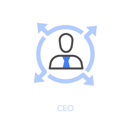Simple visualized CEO icon symbol with a leader, who makes decisions and puts them into action.のイラスト素材