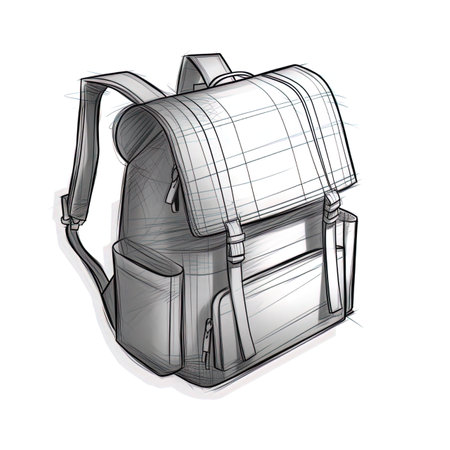Sketch of a school backpack on a white background. Vector illustrationの写真素材
