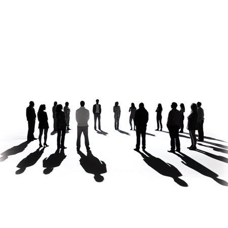 Silhouettes of a group of business people on a white backgroundの写真素材