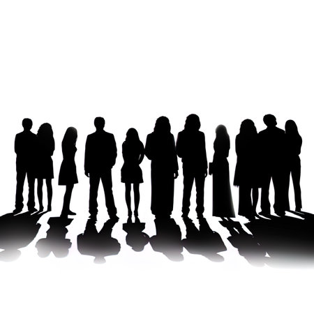 Silhouette of a group of business people on a white background.の写真素材