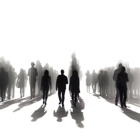 Silhouettes of people walking in the street. 3D renderingの写真素材