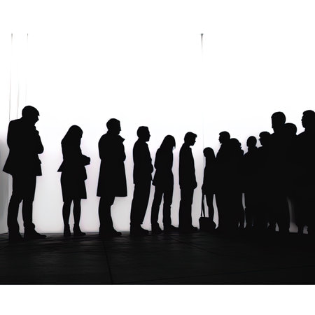 Silhouette of a group of business people in the office.の写真素材