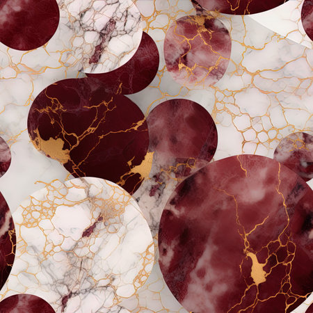 Marble seamless pattern with gold, red and white marble texture.の写真素材