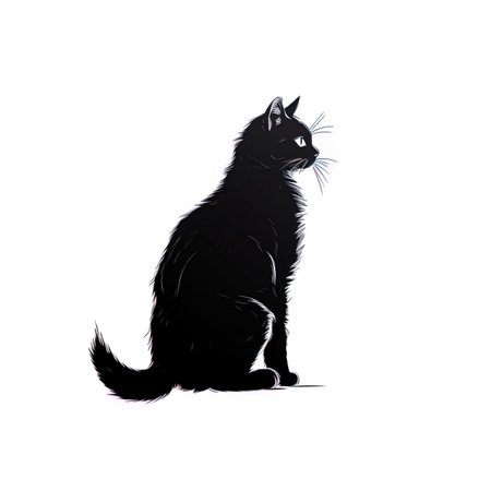 Silhouette of a black cat on a white background. Vector illustrationの写真素材