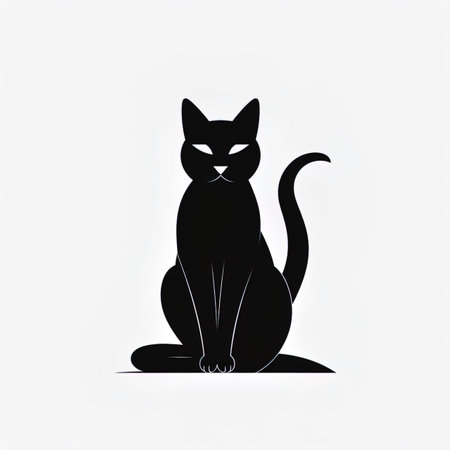 Black silhouette of a cat on a white background. Vector illustration.の写真素材