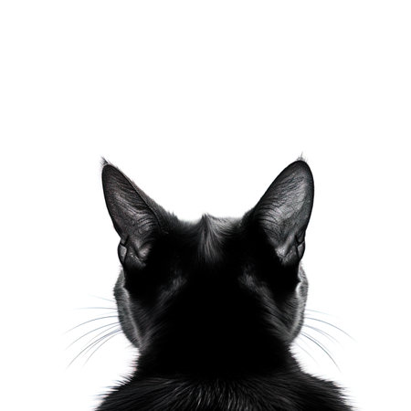 Portrait of a black cat on a white background. Isolatedの写真素材