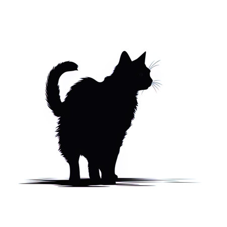 Silhouette of a cat on a white background. Vector illustrationの写真素材