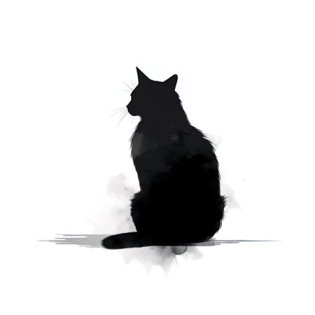 silhouette of a cat on a white background, vector illustrationの写真素材
