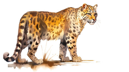 Illustration of a leopard on a white background. Digital painting.の写真素材