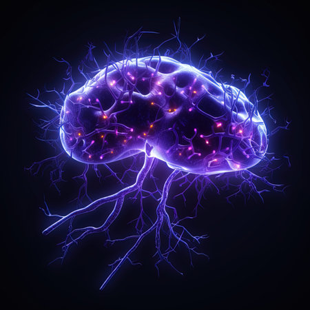 Human brain with neurons and nervous system, 3D illustration, medical background