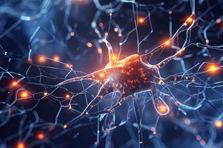 3d render of neuron cell with neurons and nervous system. Science backgroundの写真素材
