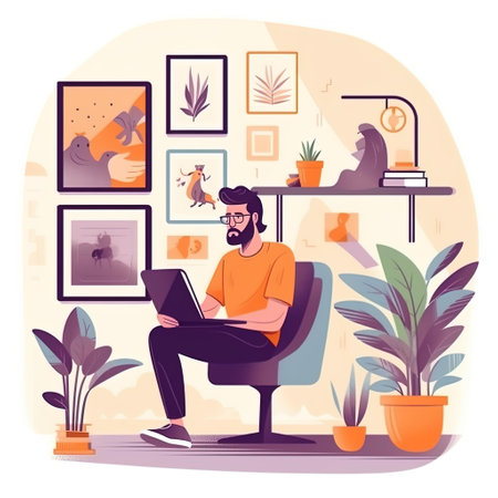 Freelance man working at home. Freelance and remote work concept