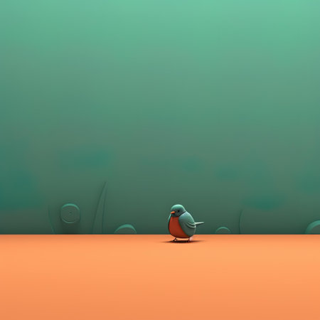 bird sitting on the ground with a green background, 3d render