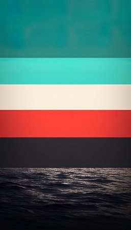 Flag of Kuwait on the surface of the sea and the sky.の写真素材