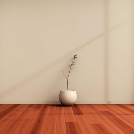 3d render of a vase in a room with a wooden floorの写真素材