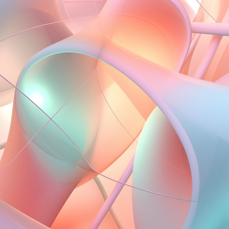 abstract background with smooth lines in pink and turquoise colors