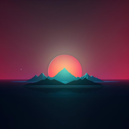 Mountains in the sea at sunset. Vector illustration. Eps 10