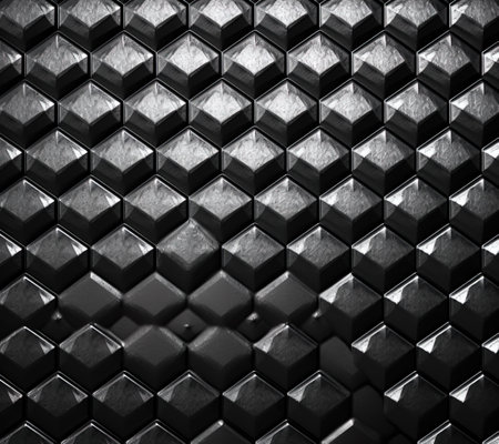 Abstract black and white hexagon background. 3d render illustration.の写真素材