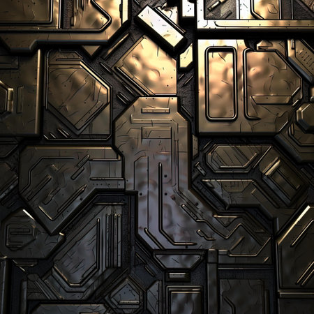 3D render of metal background tile with some cubic elements in itの写真素材