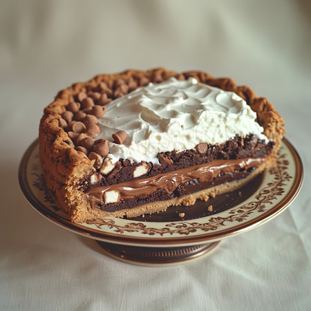Chocolate cake with whipped cream and chocolate chips. Toned.の写真素材
