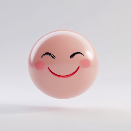 Smiling emoticon on a white background. 3d rendering.の写真素材