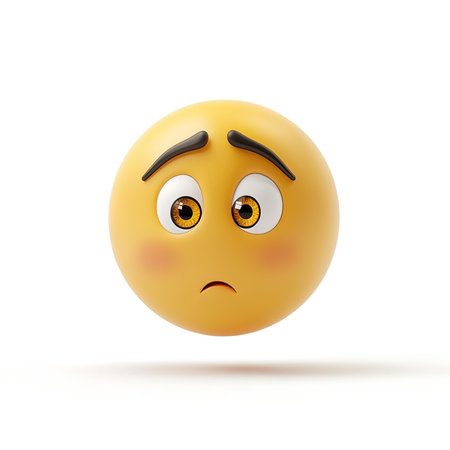 Emoticon with a sad face. 3d rendering. Isolated white background.の写真素材