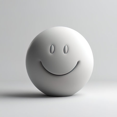 Smiling white emoticon on a white background. 3d illustrationの写真素材