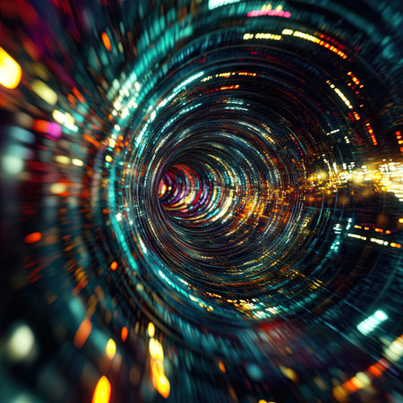 abstract color background with motion blur and bokeh defocused lightsの写真素材