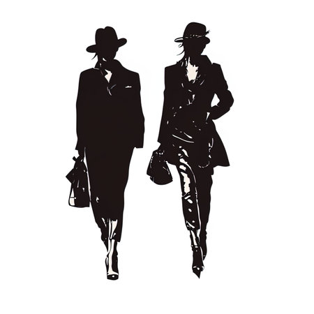 Fashion girl in hat and coat. Hand drawn vector illustration.の写真素材