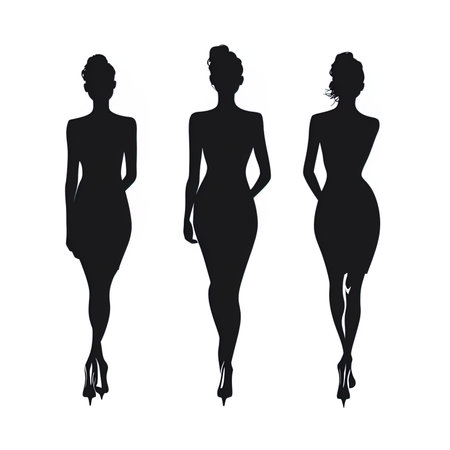 Silhouette of a beautiful woman in a short dress. Vector illustrationの写真素材