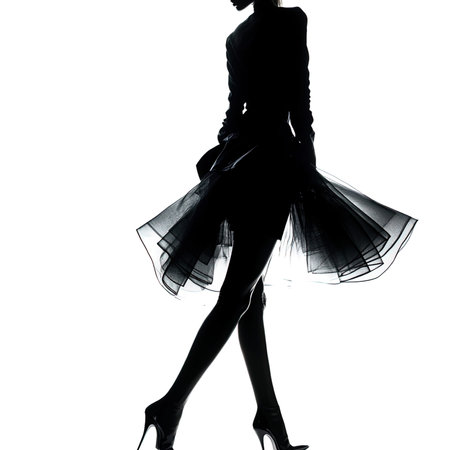 one caucasian woman ballerina ballet dancer silhouette in studio isolated on white backgroundの写真素材