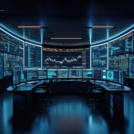 3D CG rendering of Inside the control room of a big data centerの写真素材