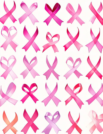 Breast cancer awareness ribbons over white background. Vector illustration.の写真素材