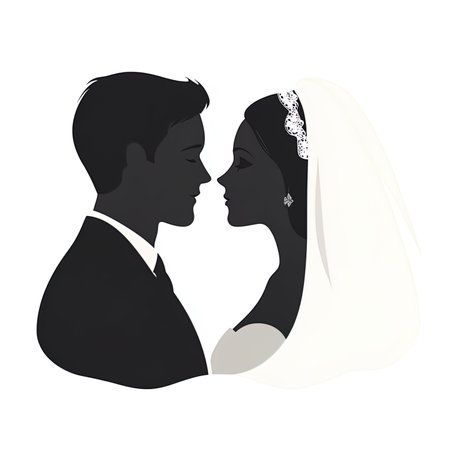 Bride and groom on a white background. Isolated. Vector illustrationの写真素材